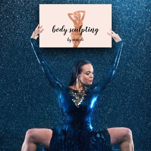 Body Sclupting Massage Logo Rose Gold  Bikini QR Business Card
