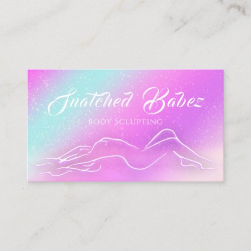 Body Sclupting SPA Holographic Logo Massages Pinky Business Card