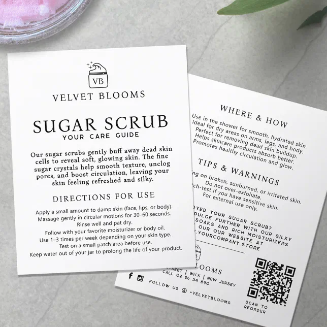 Body scrub packaging insert care marketing flyer | Zazzle