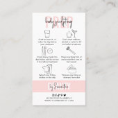 Body Sculpting Aftercare Instructions Pink Salon Business Card (Back)