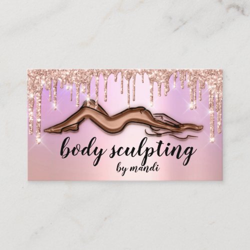 Body Sculpting Beauty Logo Glitter Drips Skinny Business Card