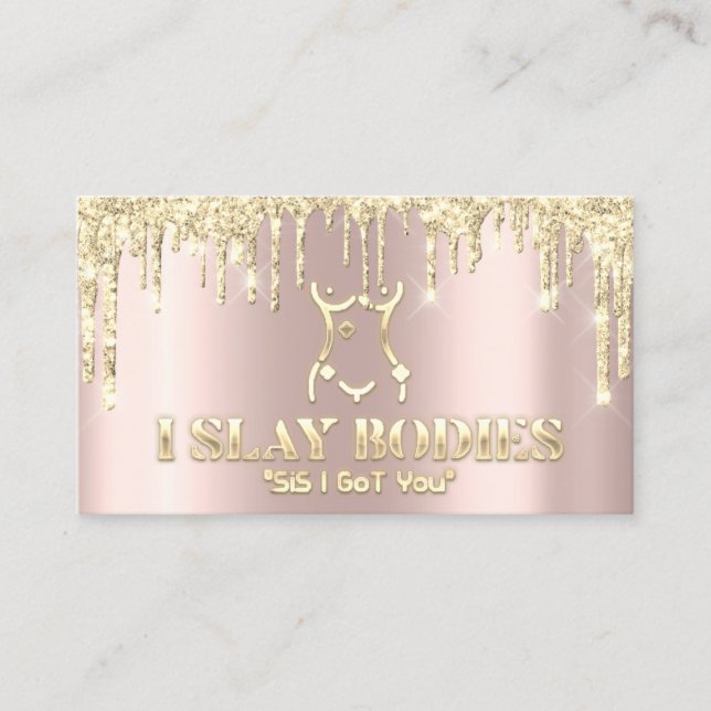Body Sculpting Beauty Logo  Glitter Gold Logo Busi Business Card (Front)