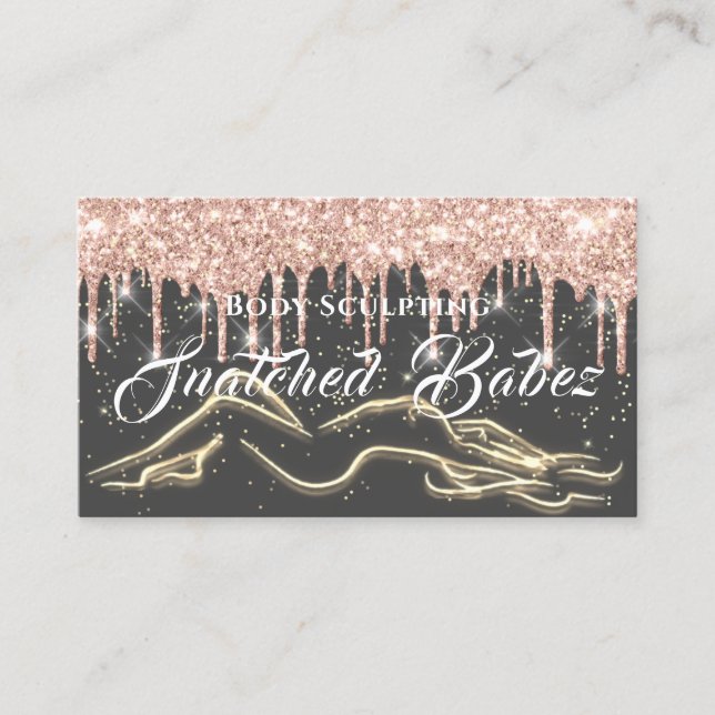 Body Sculpting Beauty Logo Massage Drips Rose Business Card (Front)