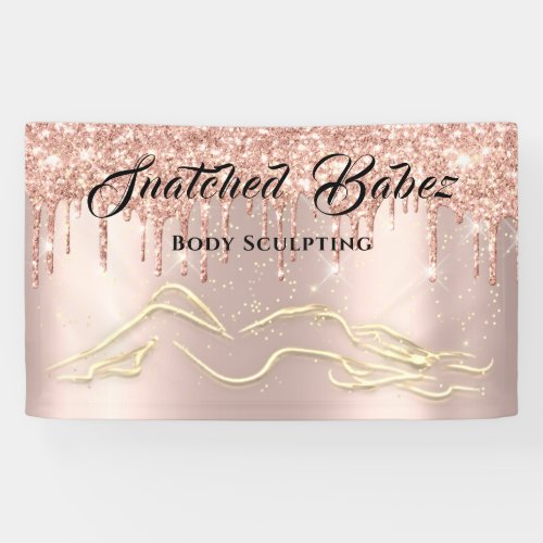 Body Sculpting Beauty Logo Massage Drips Rose Gold Banner