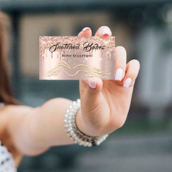 Body Sculpting Beauty Logo Massage Drips Rose Gold Business Card by luxury_luxury at Zazzle
