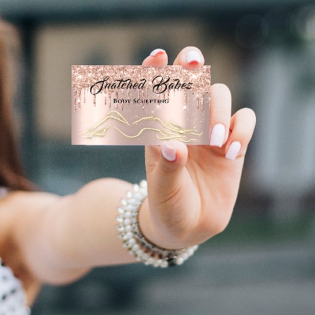 Body Sculpting Beauty Logo Massage Drips Rose Gold Business Card (Body Sculpting Beauty Logo Massage Drips Rose Gold Business Card)
