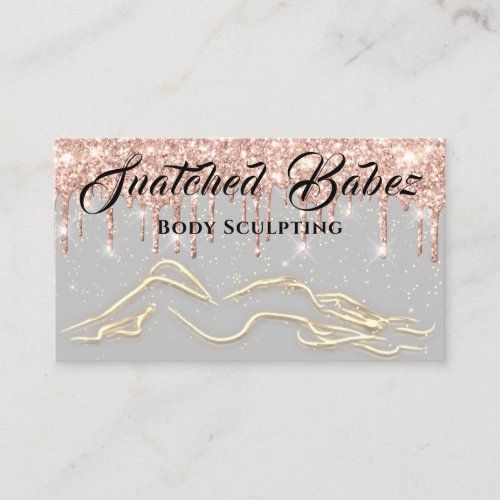 Body Sculpting Beauty Logo Massage Drips Rose Gray Business Card