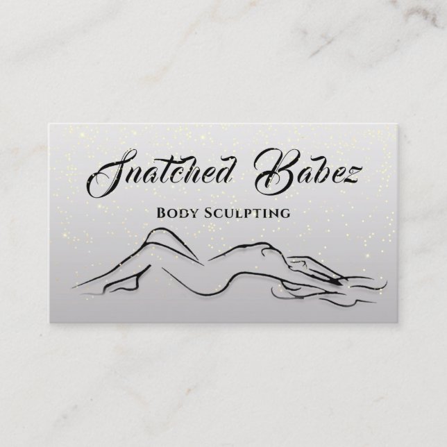 Body Sculpting Beauty Logo MassagE Gray Ombre Business Card (Front)