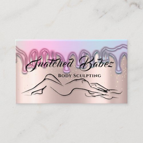 Body Sculpting Beauty Logo Massage Pink Drips Business Card