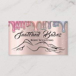 Body Sculpting Beauty Logo Massage Pink Drips Rose Business Card