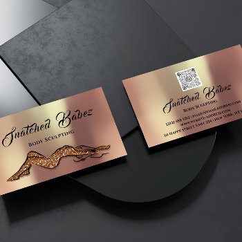 Body Sculpting Beauty Logo Massage  Qe Code Copper Business Card by luxury_luxury at Zazzle