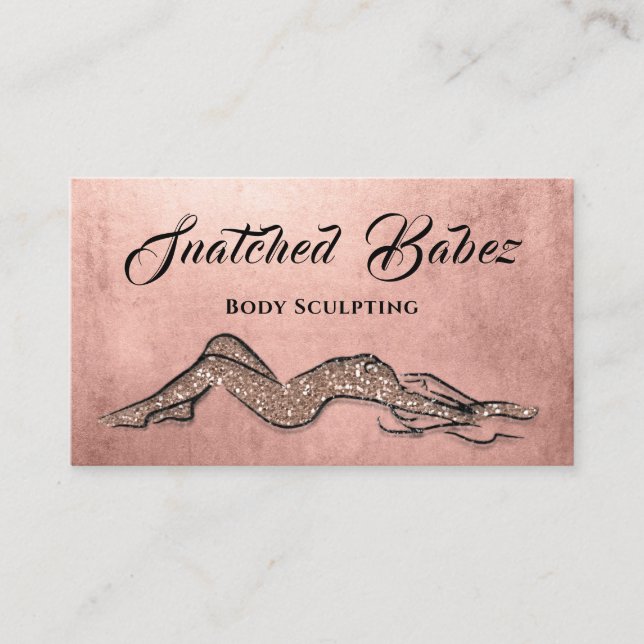 Body Sculpting Beauty Logo Massage QR CODE Glitter Business Card (Front)