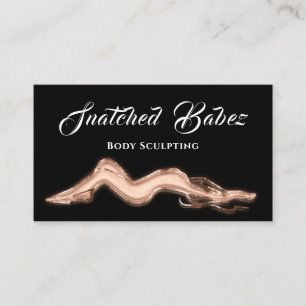 Body Sculpting Beauty Logo Massage QRCODE Black Business Card