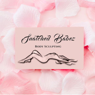 Body Sculpting Beauty Logo Massage QRCODE Blush Business Card