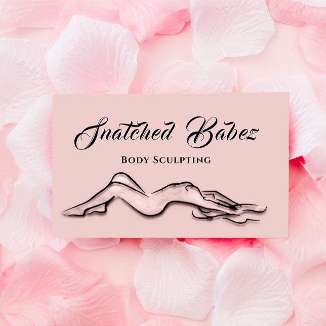 Body Sculpting Beauty Logo Massage QRCODE Blush Business Card (Professional Silver Gray Framed Smoky Black Business Card)