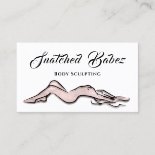 Body Sculpting Beauty Logo Massage QRCODE Pink Business Card