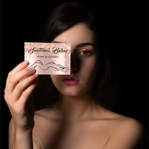 Body Sculpting Beauty Logo Massage Rose Confetti Business Card
