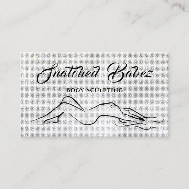 Body Sculpting Beauty Logo Massage Silver Gray Bus Business Card (Front)