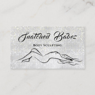 Body Sculpting Beauty Logo Massage Silver Gray Business Card