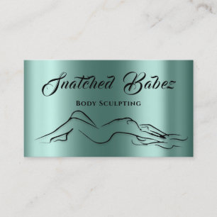 Body Sculpting Beauty Logo Massage Teal Green Business Card