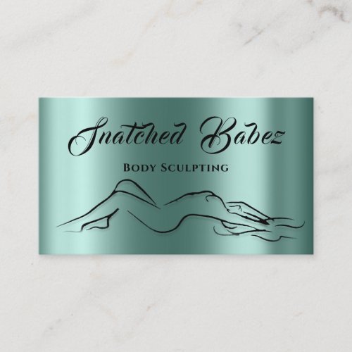 Body Sculpting Beauty Logo Massage Teal Green Business Card