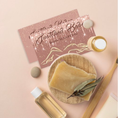 Body Sculpting Beauty Massage Drips Rose Glitter  Business Card