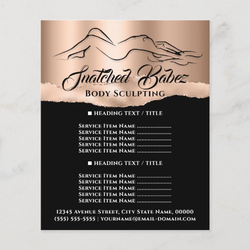 Body Sculpting Building Logo Rose Gold Price List  Flyer