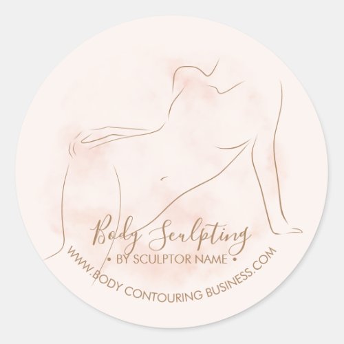 Body sculpting contouring care woman tanning classic round sticker