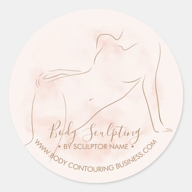 Body sculpting contouring care woman tanning classic round sticker