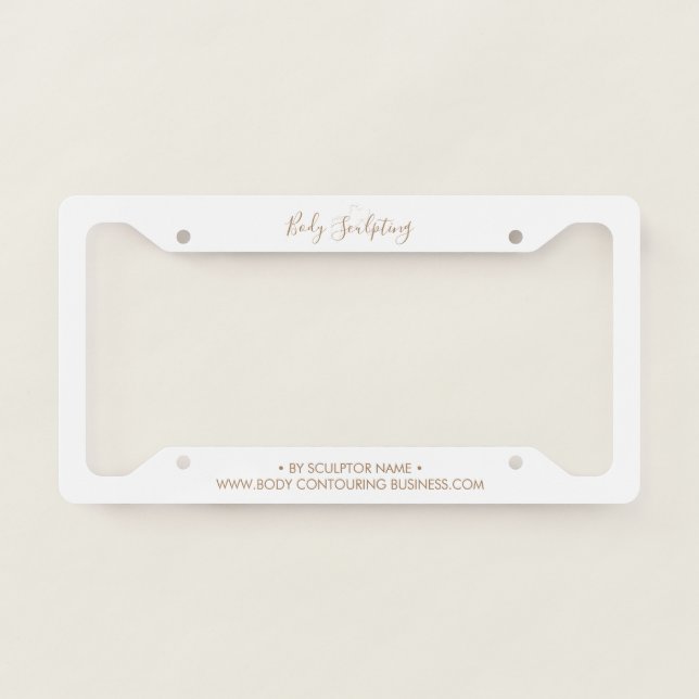 Body sculpting contouring spa script license plate frame (Front)