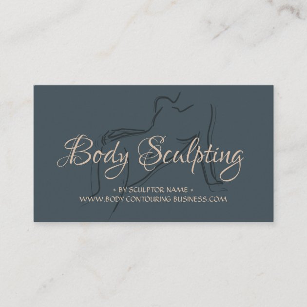Private: Body sculpting contouring spa woman tan navy business card
