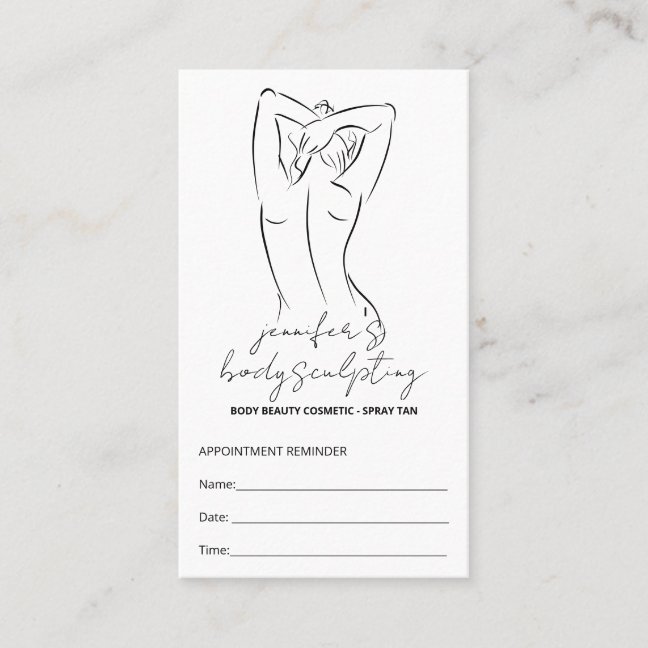 Body Sculpting Contouring Spray Tan Appointment Business Card
