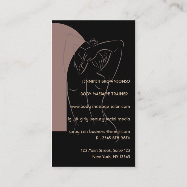 Body Sculpting Contouring Spray Tan Salon logo Business Card