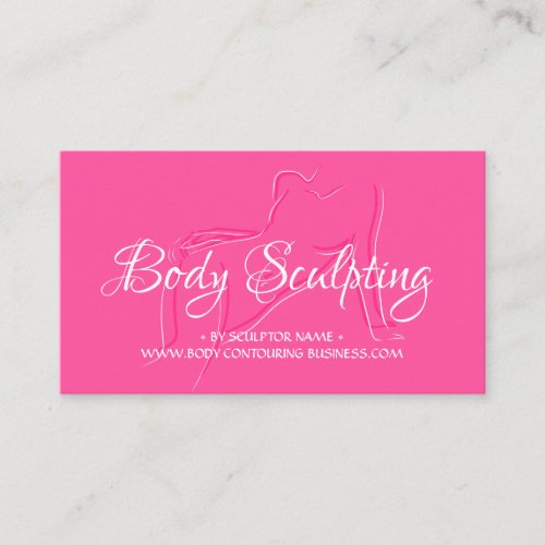 Body sculpting contouring woman skin neon pink business card