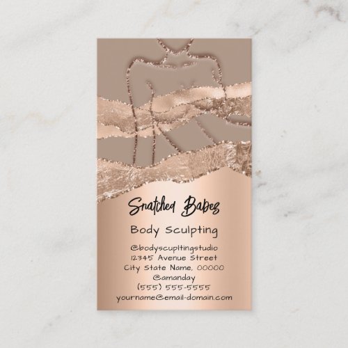 Body Sculpting Cosmetics Logo QR Code Rose Glam Business Card