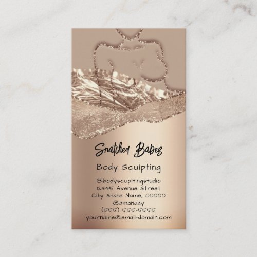 Body Sculpting Cosmetics Logo QR Code Rose Glitter Business Card