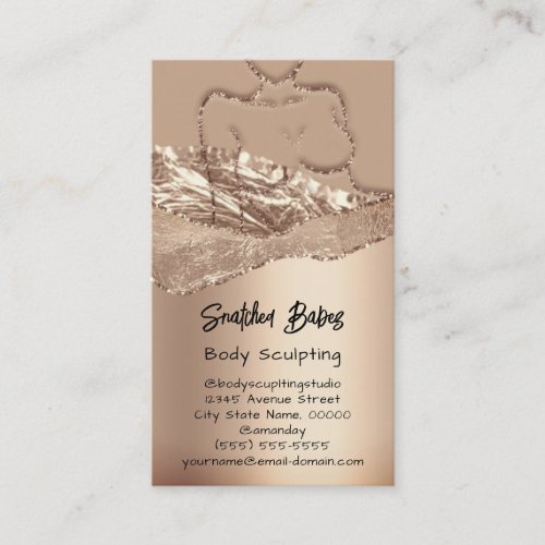 Body Sculpting Cosmetics Logo QR Code Rose Gold Business Card