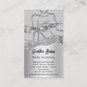 Body Sculpting Cosmetics Logo QR Code Silver Gray  Business Card