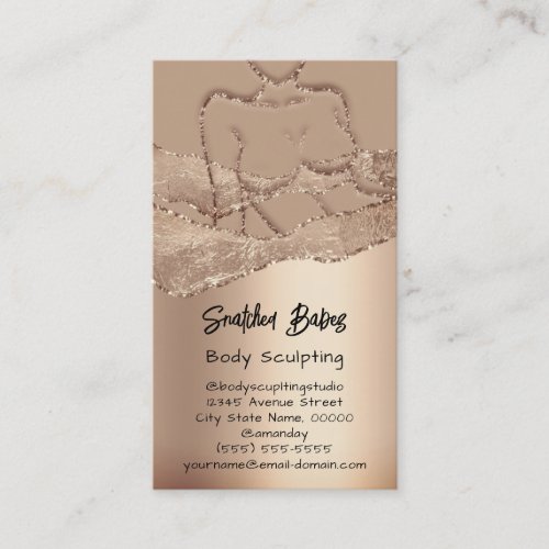 Body Sculpting Cosmetics Logo QR Code Skinny Rose  Business Card