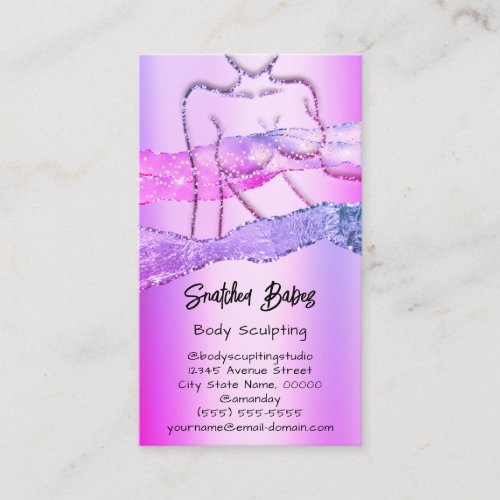 Body Sculpting Cosmetics Logo QR Pink Glitter  Business Card