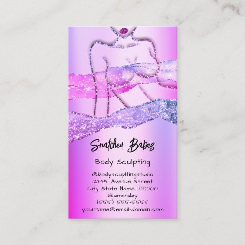 Body Sculpting Cosmetics Logo QR Pink Glitter Lips Business Card