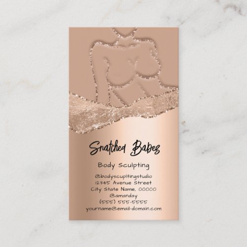 Body Sculpting Logo Gold QR Rose Glitter Wax SPA Business Card