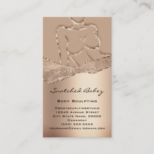 Body Sculpting Logo Gold QR Rose Glitter Waxing  Business Card