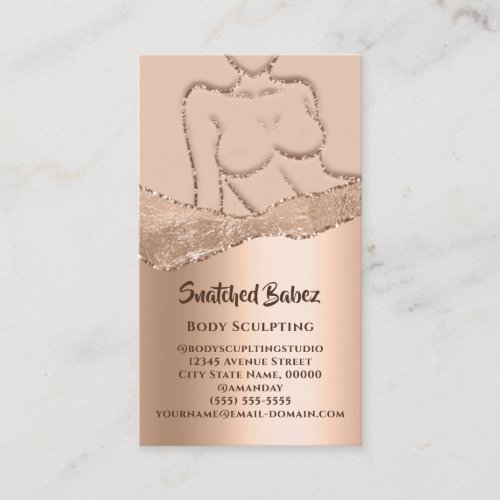 Body  Sculpting Logo Gold SPA Rose Glitter Business Card