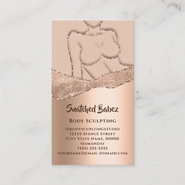 Body  Sculpting Logo Gold SPA Rose Glitter Business Card (Front)