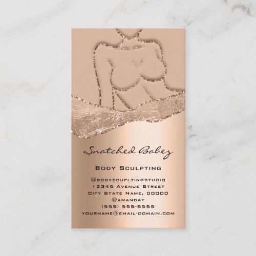 Body  Sculpting Logo Gold SPA Rose Glitter Waxing Business Card