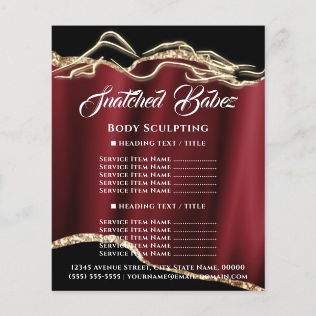 Body Sculpting Logo Red Gold Price List   Flyer (Front)