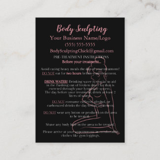 Body Sculpting Pre and Post Treatment Information Business Card