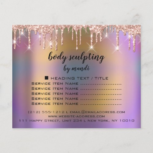 Body Sculpting Shaping Drips Rose Wellness Flyer