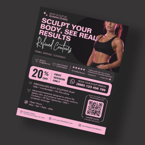 Body Sculpting Slimming MedSpa Clinic Pink Black Flyer